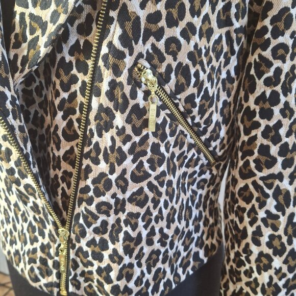 Bianca Nygard Sz 8 (Med) Animal Print Moto Jacket Short Zippered Lined Cotton - Picture 12 of 15
